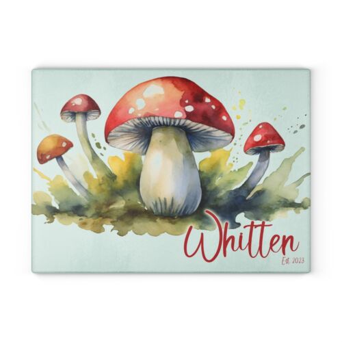 Personalized Custom Mushroom Tempered Glass Cutting Board, Housewarming Gift - Picture 2 of 9