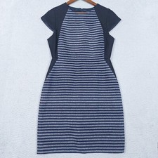 J. Crew Dress Womens Size 8 Navy Blue Wool Blend Striped Sheath Career Preppy