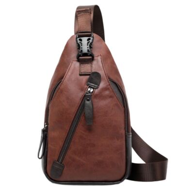Herren Umhängetasche Crossbody Bag Sling Bag aus Kunstleder Urban Style Braun