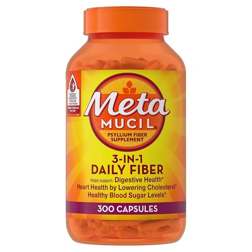 Metamucil Multi-Health 3-in-1 Psyllium Fiber Supplement 100 Caps Exp 2026+