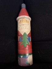 Wooden Santa Claus, 3 Sections, Rotates, Vintage