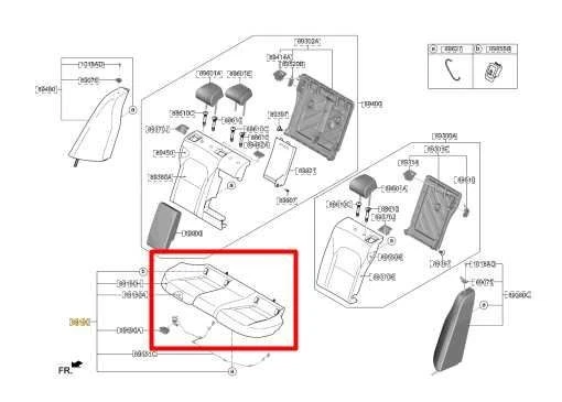 Cojín inferior asiento trasero segunda fila inferior Kia Stinger GT1 22-23 89100-J5530CLX OEM Foto 2 de 4
