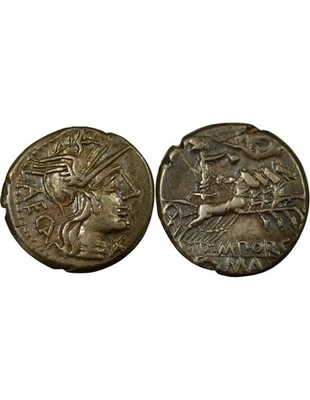 République Romaine Gens Porcia, Marcus - Denier Argent - 125 Av JC - Photo 1/3