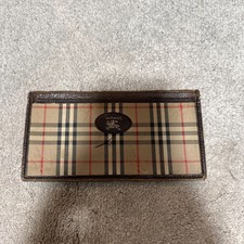 Burberry Check Canvas Leather Long Wallet Continental Purse Genuine Vintage