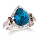 Le Vian 14K White Gold Cocktail Ring 3.20 cts London Blue Topaz Diamond Size 7 — photo 1