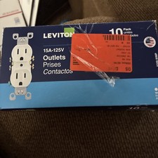 Leviton 15A 125V Decora Duplex Receptacle   10 Pack White Grounding Outlets