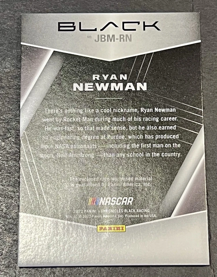 2022 Panini Chronicles NASCAR Black Jet Black Dual Materials #JBM-RN Ryan Newman - Image 3 of 4