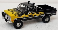 Brekina NEW HO 1/87 Scale 1982 Chevy C10 4x4 Pickup Truck Black w/Yellow Flames