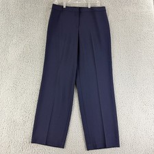 St. John Dress Pants Womens Size 10 Navy Blue Straight Leg Pleated High-Rise VTG