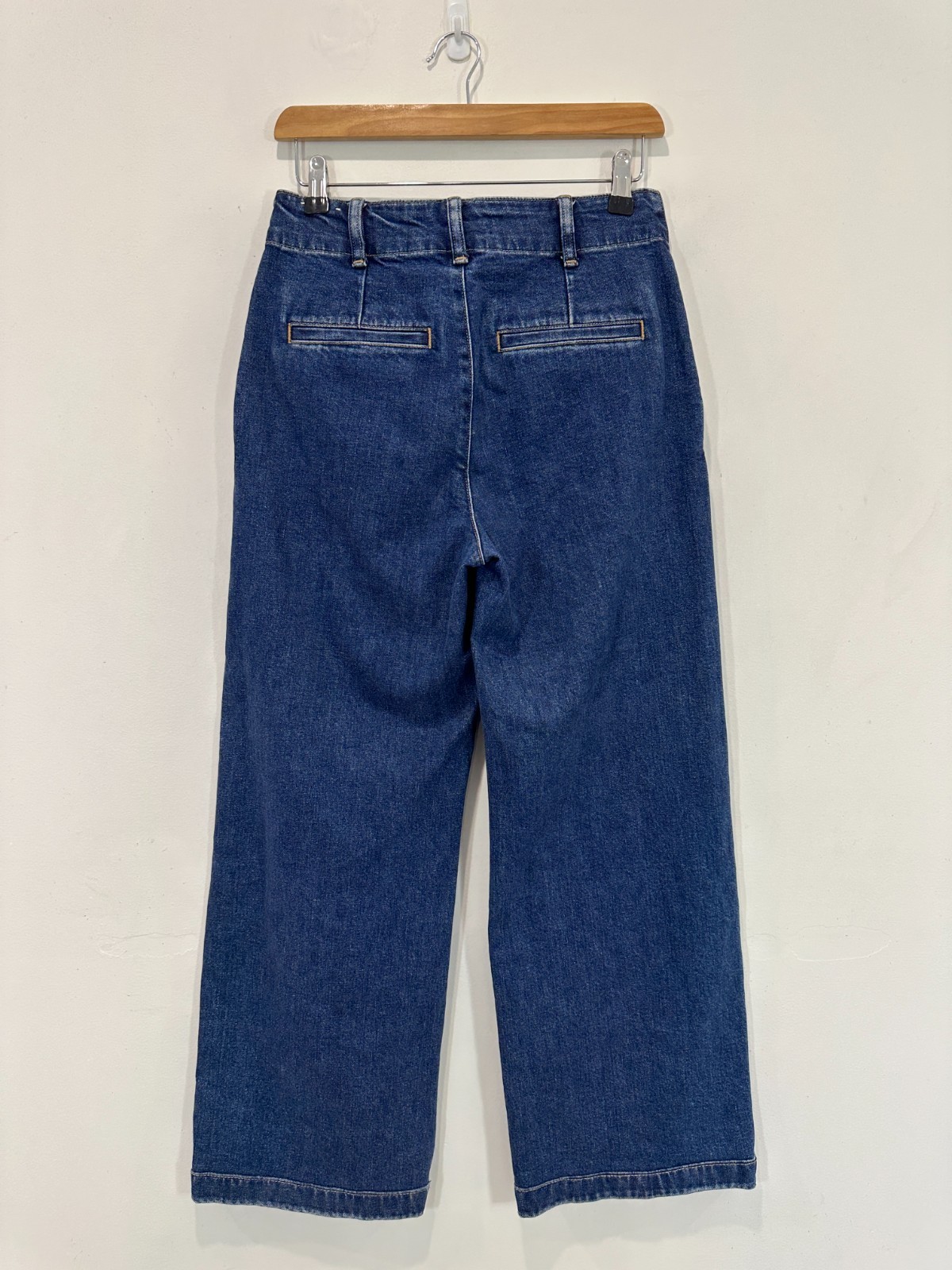 Country Road Wide Leg Jeans Women AU 8 (28x28) Blue Denim Hi Rise Stretch Zip image 2