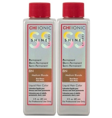 Lot of 2 CHI Ionic 8N Shine Shades Liquid Hair Dye Color Medium Blonde 3 OZ EACH