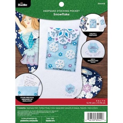 Bucilla 5''x7'' Filz Andenken Strumpf Tasche - Schneeflocke