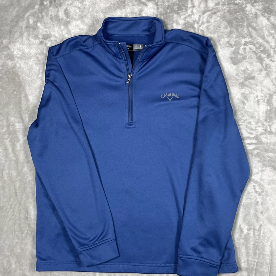 Мужской пуловер Callaway на молнии 1/4 M синяя куртка рубашка с длинным рукавом средний размер для гольфа - Изображение 2 из 4