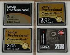 Set of 4 Lexar Professional 2GB Compact Flash CF Memory Cards for Cameras Tested