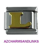 Gold Letter L Italian Charm Bracelet Link Compatible with all 9mm Charms #Gold-L