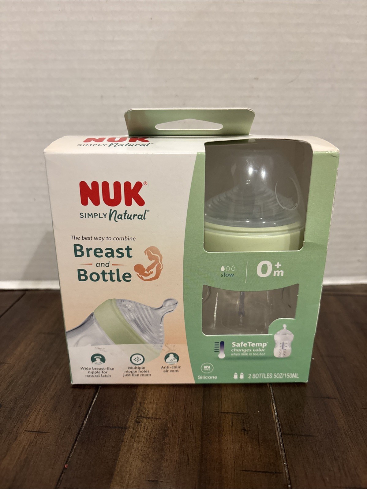 Plastic Nuk Simply Natural 5 Oz Breast And Bottle 0+m Slow F