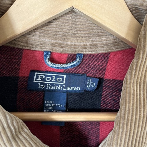 Vtg Ralph Lauren Polo Jacket Adult XXL Denim Corduroy Collar / Red Flannel Lined - Picture 10 of 17