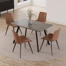 JIEXI Dining Table Set.47"Gray Dining Table and 4 PU Chair,Kitchen furniture