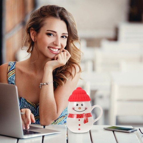 1 Set Xmas Snowman Cup with Lid Adorable Snowman Ornament Christmas Themed Cup - Picture 8 of 12