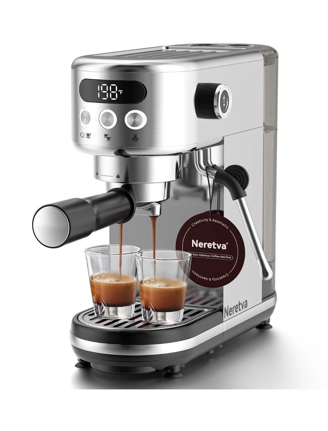 20 Bar Espresso Machine, Super Compact Espresso Maker with LED Display & Milk