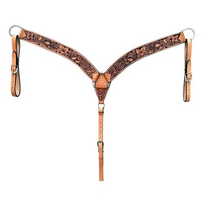HILASON Western Horse Breast Collar Tack American Leather Floral Carving Tan