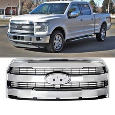 Front Grille W Camera Hole Fit For 2015-2017 Ford F150 F-150 Chrome Lariat