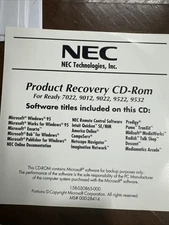 Product Recovery CD Disk For NEC Ready Series 7022,9012,9022,9522,9532