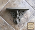 Vintage Farmhouse Wooden Ornate Wall Shelf Matte Stone Beige 11" x 4.5" x 7"