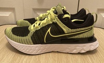 Nike React Infinity Run Flyknit Black/Lime:White Mens SZ-9. No Box New.