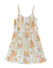 Old Navy Womens Floral Cami Mini Ruffle A Line Dress Linen Blend Size Medium EUC