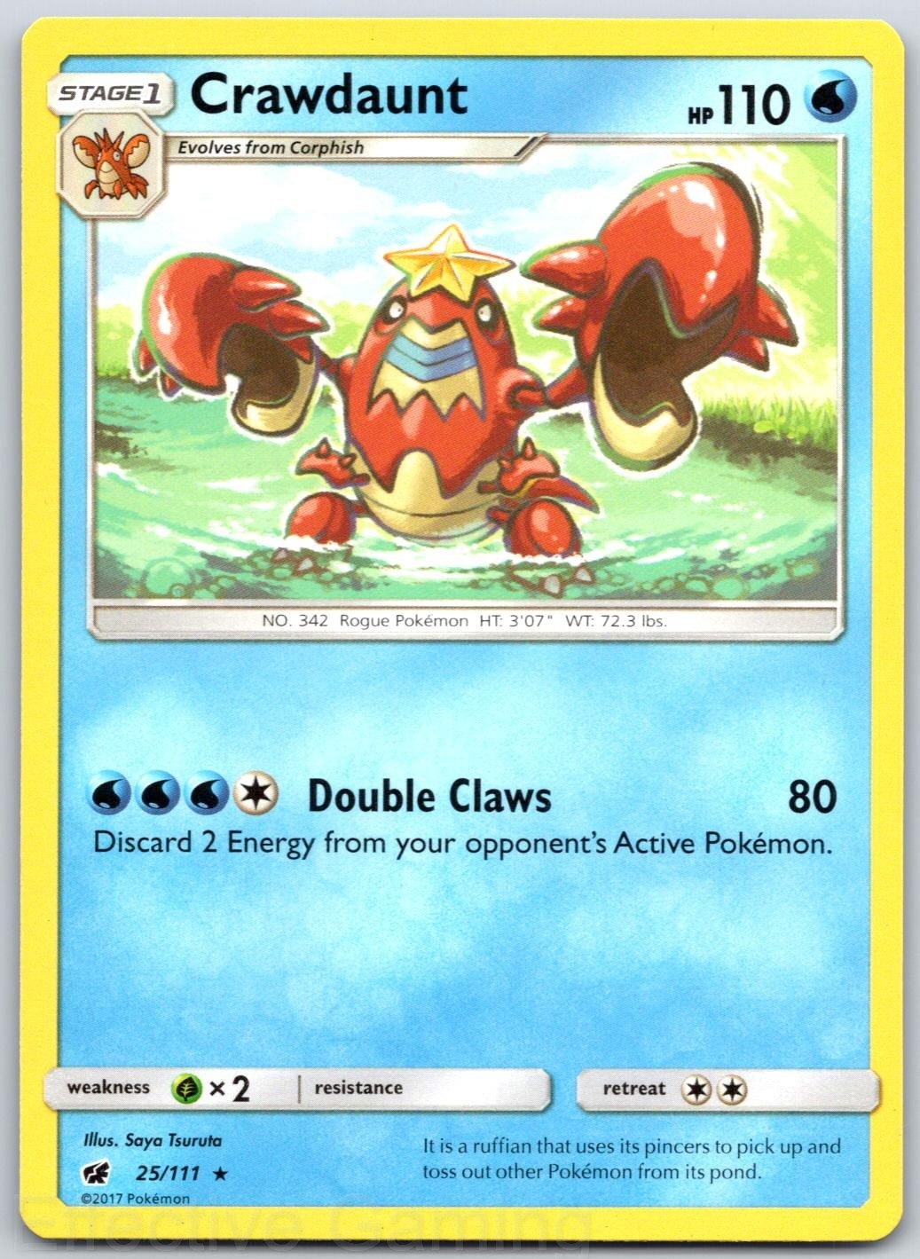Crawdaunt 25/111 Rare Crimson Invasion Pokemon NM Tsuruta