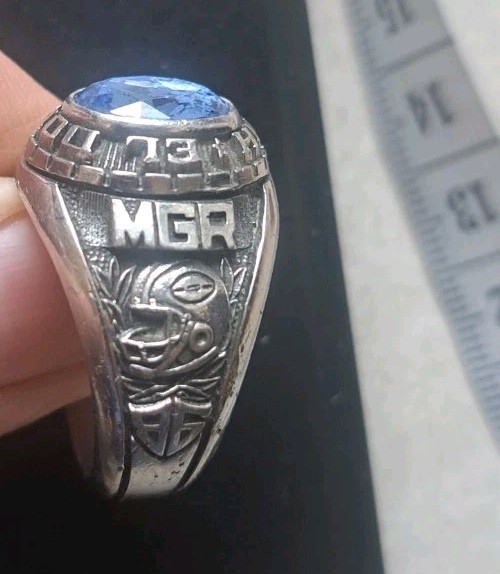 Silver Class Ring With Topaz Stone - image 8