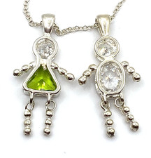 Sterling Silver / 925 Peridot CZ Children Boy  Girl Charms Pendant Chain 18''