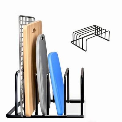 Kitchen Cutting Board Organizer Rack 5 Slot Storage Holder Bakeware Black