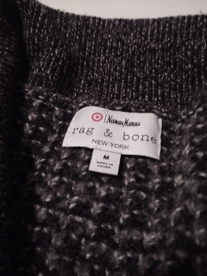 RAG & BONE Men's Cardigan Shawl Collar THICK Wool/Cotton (M) Gray Sweater - Image 4 of 4