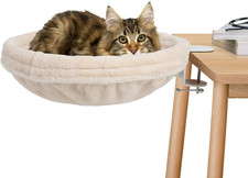 Modern Round Cat Desk Bed with Adjustable Frame - Indoor Perch for Cats up to 25