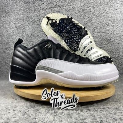 NEW Nike Air Jordan 12 Low Playoffs Golf Shoes DH4120-010 Size 11 White Black Nike Air Jordan 12 Low Golf Playoffs White Black Cleats  main image 2