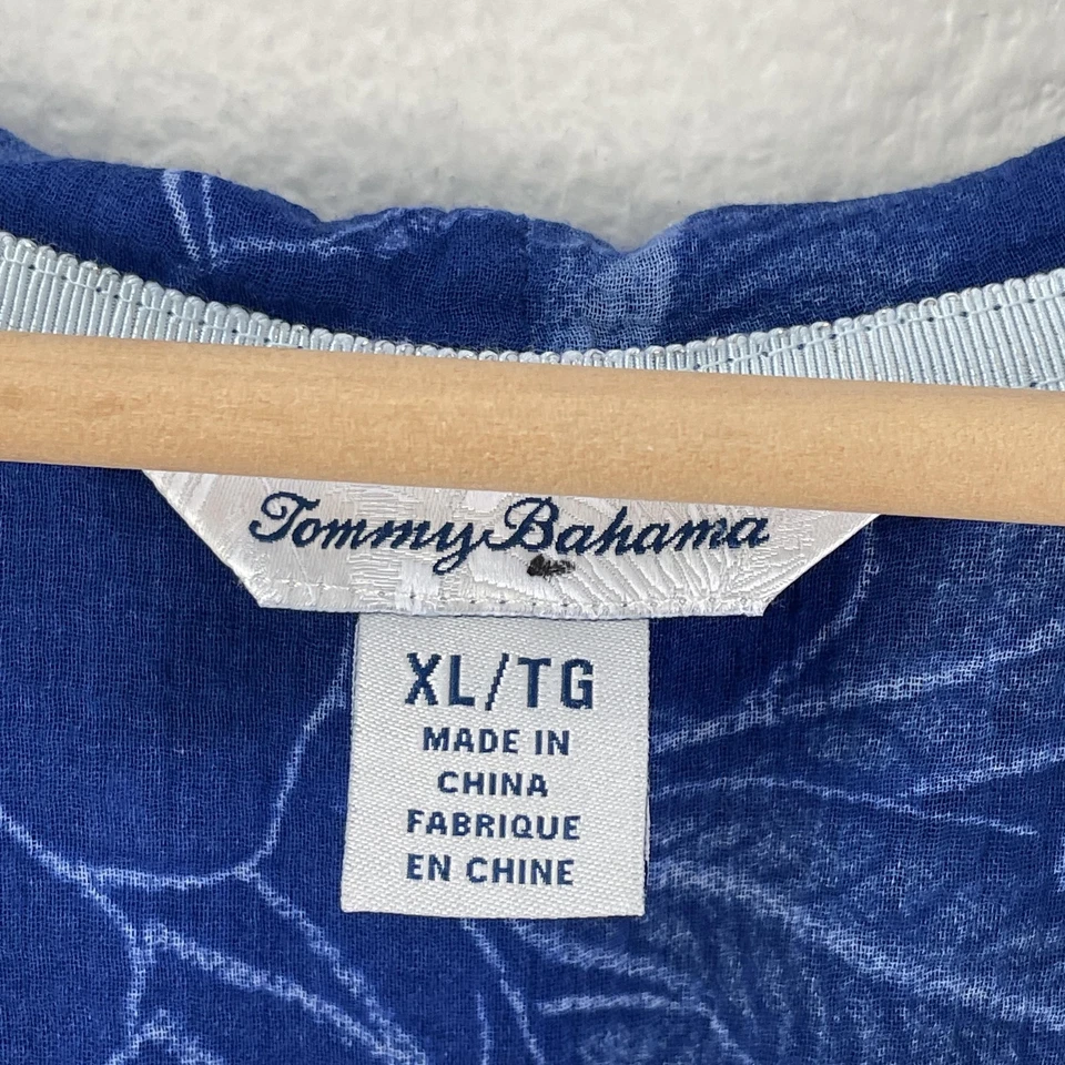 Tommy Bahama Poncho Pullover Mujer XL Azul Floral Con Capucha Transparente Túnica Cubrir Foto 4 de 4