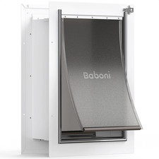 Pet Door for Wall, Steel Frame and Telescoping Tunnel, Aluminum Lock, Double Fla
