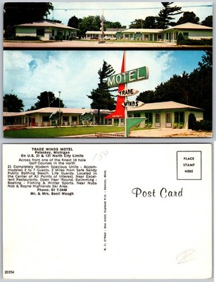 Trade Winds Motel Petoskey Michigan Postcard