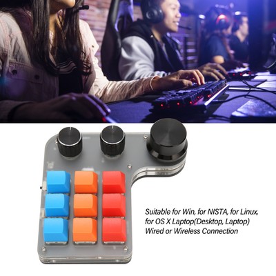 Mini Custom Keypad 9 Keys 3 Knobs Programmable RGB Backlit Programming Macro CB