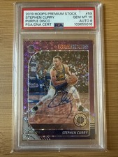 Stephen Curry On-Card AUTO 🔥Hoops Purple Disco Autograph 🏀PSA 10 & PSA 8 Auto