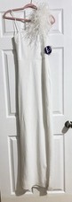 White midi wedding dress with feather trim Size Small new