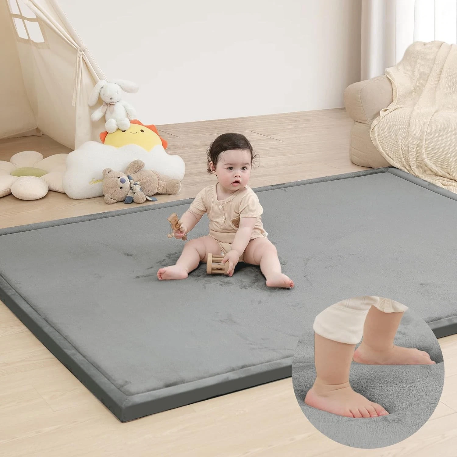 Extra Large Baby Play Mat 79x118 Inch 1.3 Thick Elasti Foam