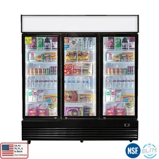 64" Commercial 3 Glass-Doors Merchandiser Refrigerator 50 Cu.Ft. New (Black) NSF