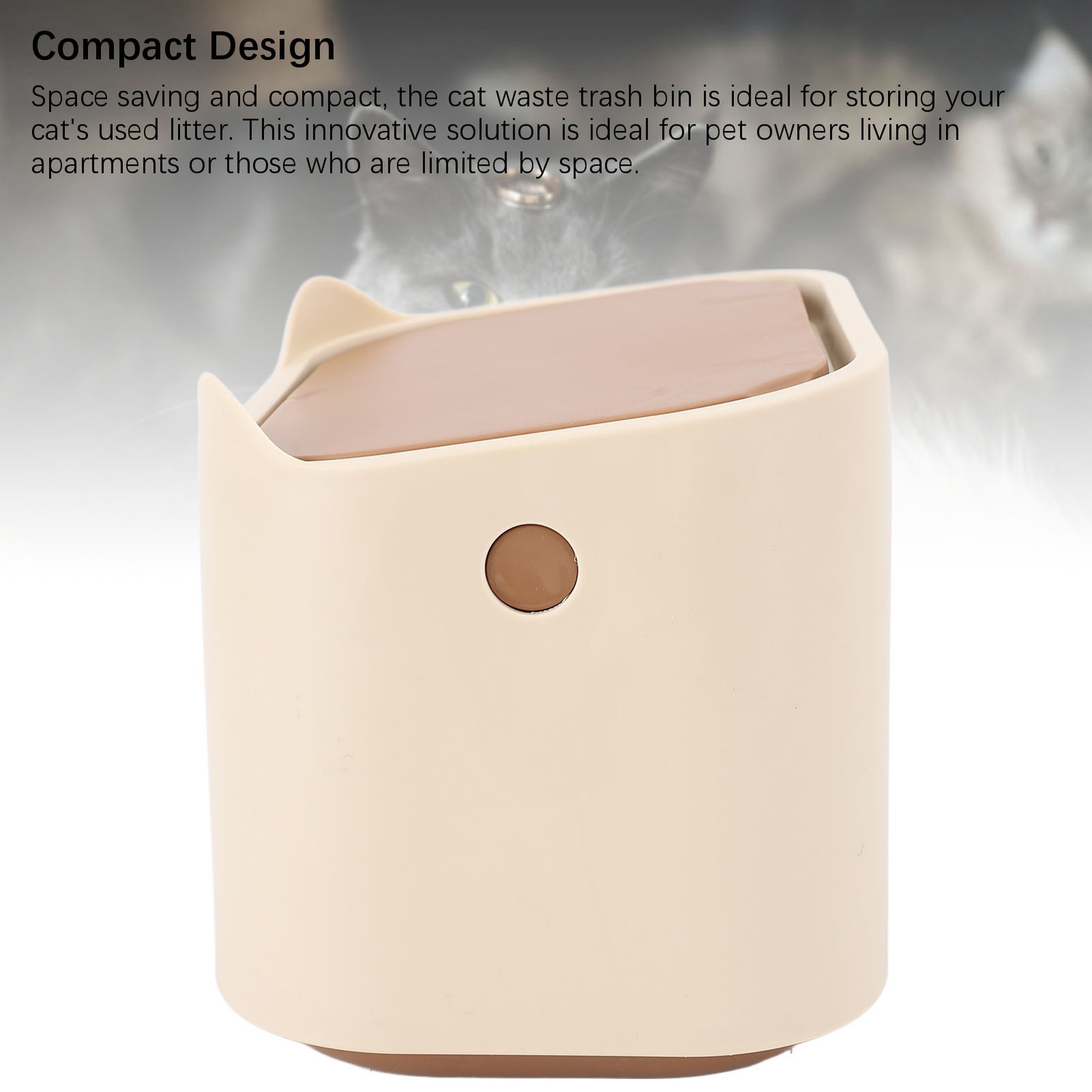 Cat Litter Trash Can With Press Type Lid Enclosed Design Compact Waste Bin For
