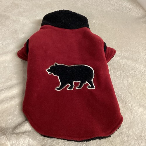 Woolrich Pet Red Black Sherpa Lined Dog Coat Jacket Bear Embroidered On Back S/M
