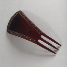 Antique Art Deco 5" Hair Comb Mantilla Amber Gold Rhinestones