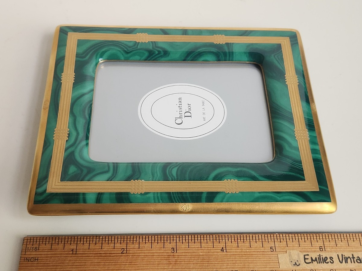 未使用 Christian Dior フォトフレーム グリーン 1980s Christian Dior Paris Picture Frame Green Malachite-Like