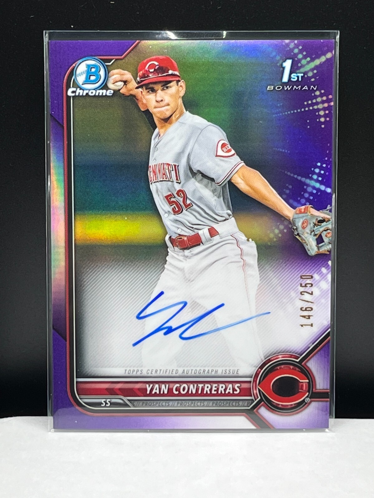 2022 Bowman Chrome Prospect Purple Refractor #CPA-YC Yan Contreras Auto /250